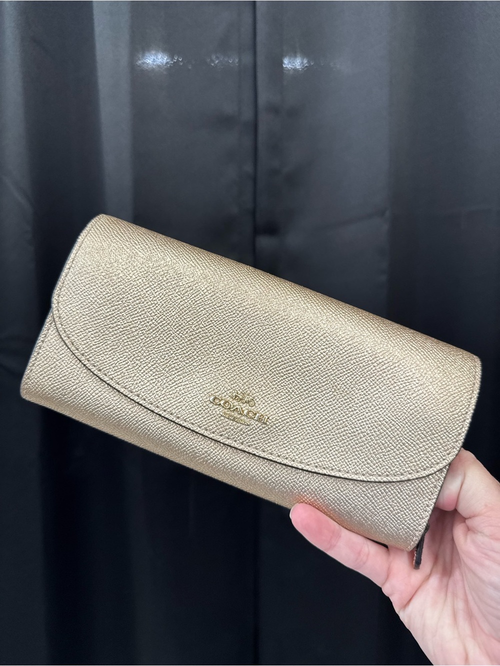 Coach Metallic Champagne Leather Continental Wallet